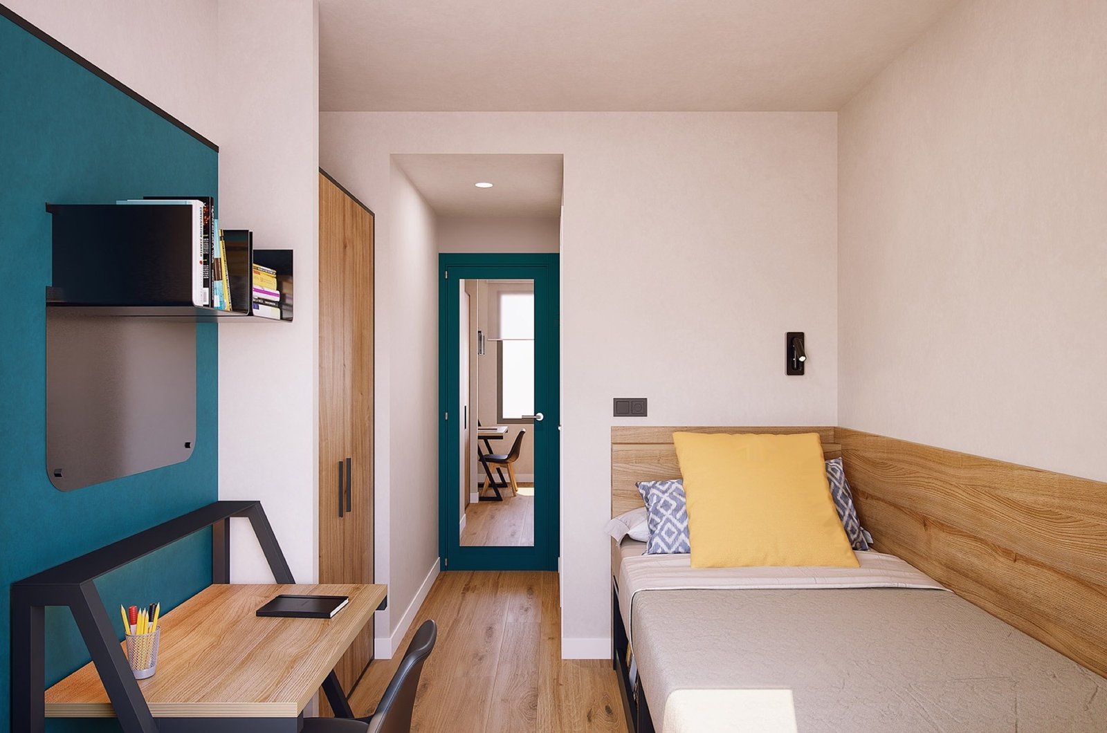 Habitación individual superior con baño compartido en residencia de estudiantes